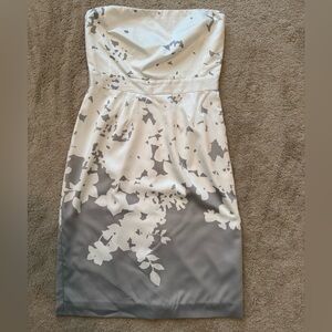 Banana Republic Strapless Gray and White Dress